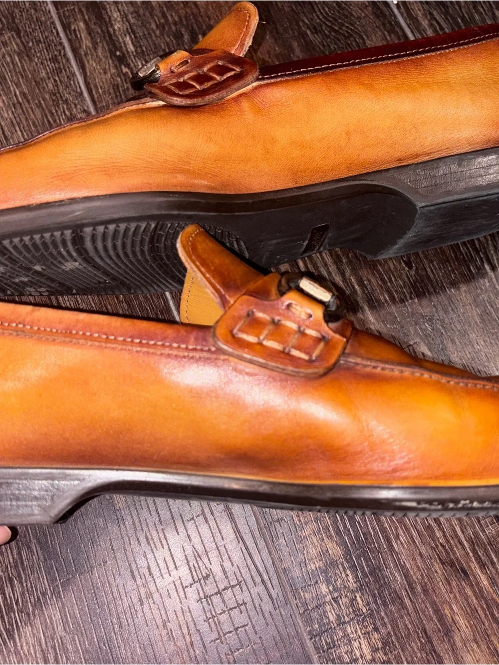 Men's Leather Bit Loafers in Cognac Brown